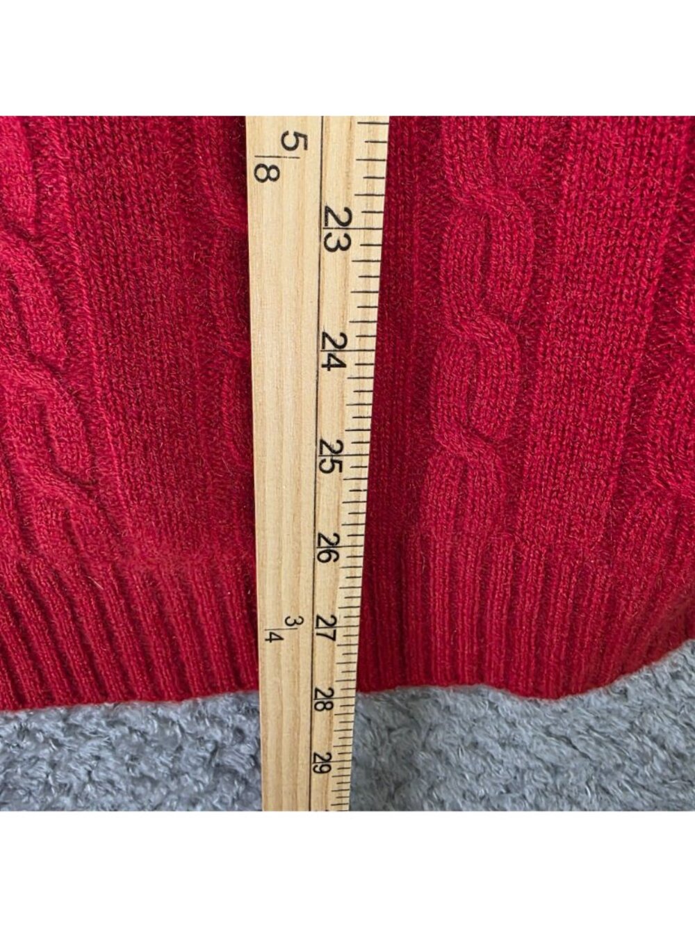 Grant Thomas Mens XL Red Cashmere Cable Knit Sweater Two-Ply Soft Classic Style - Picture 7 of 9